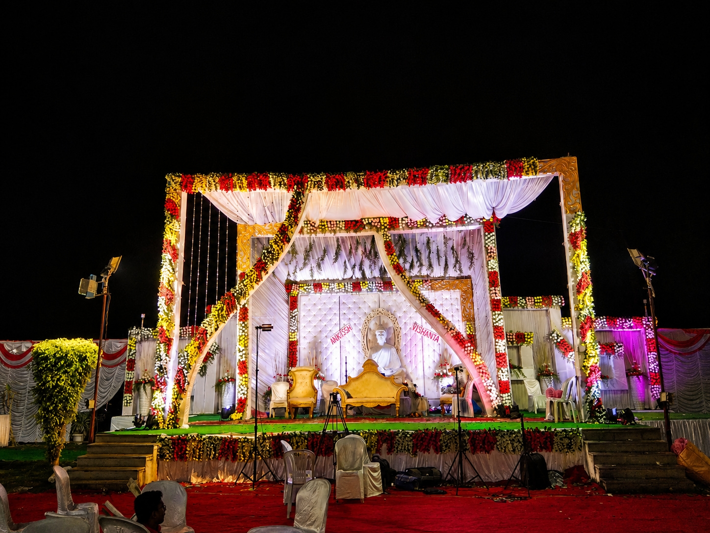 Ornate Wedding Stage Under Night Sky