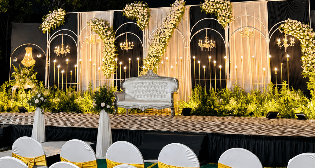 Golden Garden Wedding Stage Setup