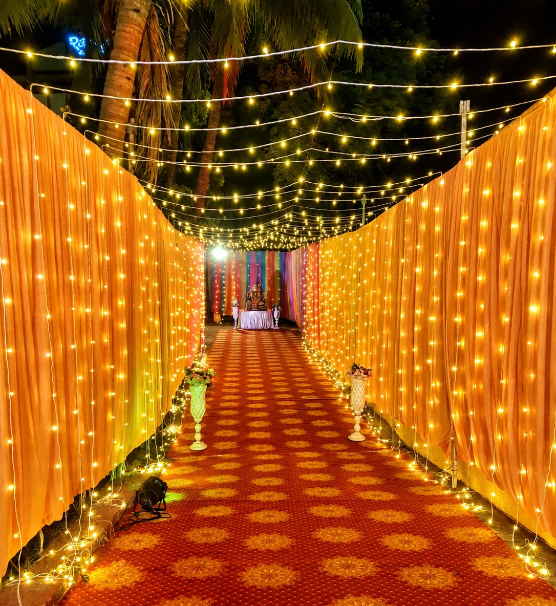 Grand Wedding Entrance at Night