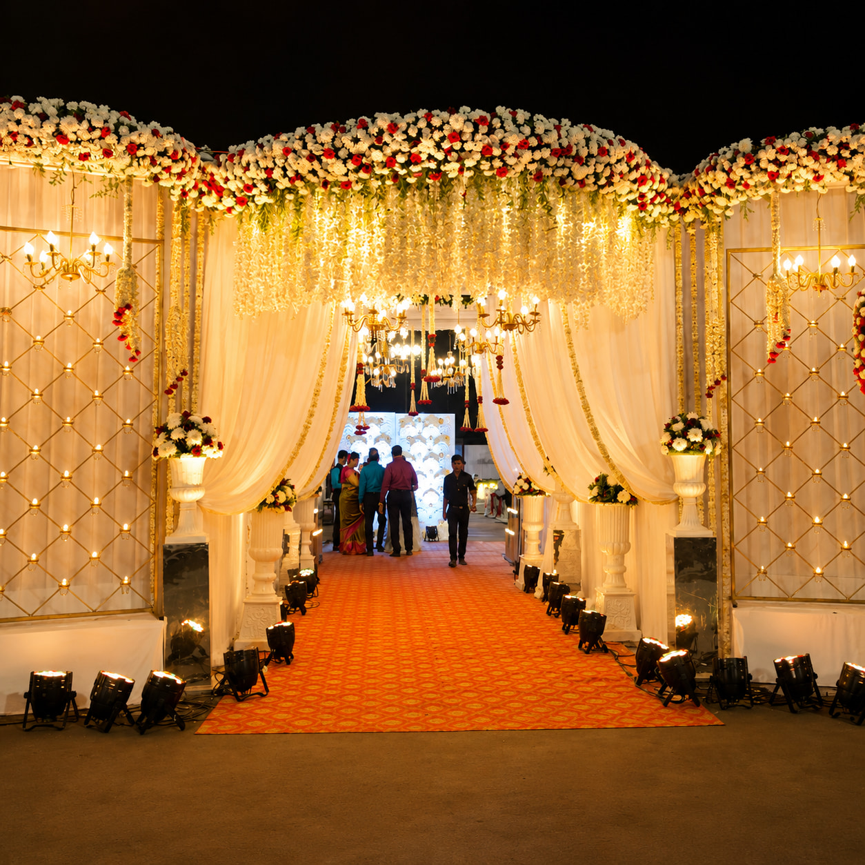 Illuminated Floral Wedding Entrance