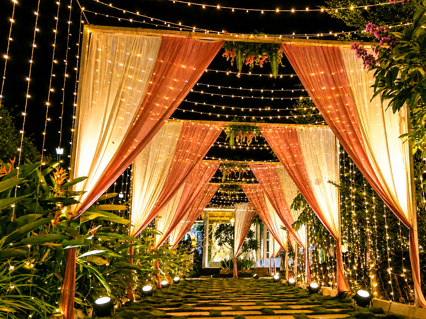 Enchanted Fairy-Light Garden Aisle