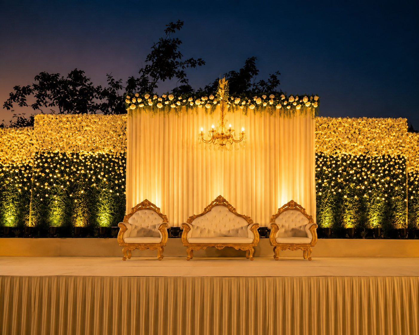 Golden Evening Wedding Stage