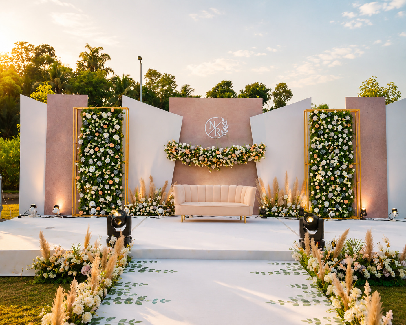 Golden-Hour Garden Wedding Stage