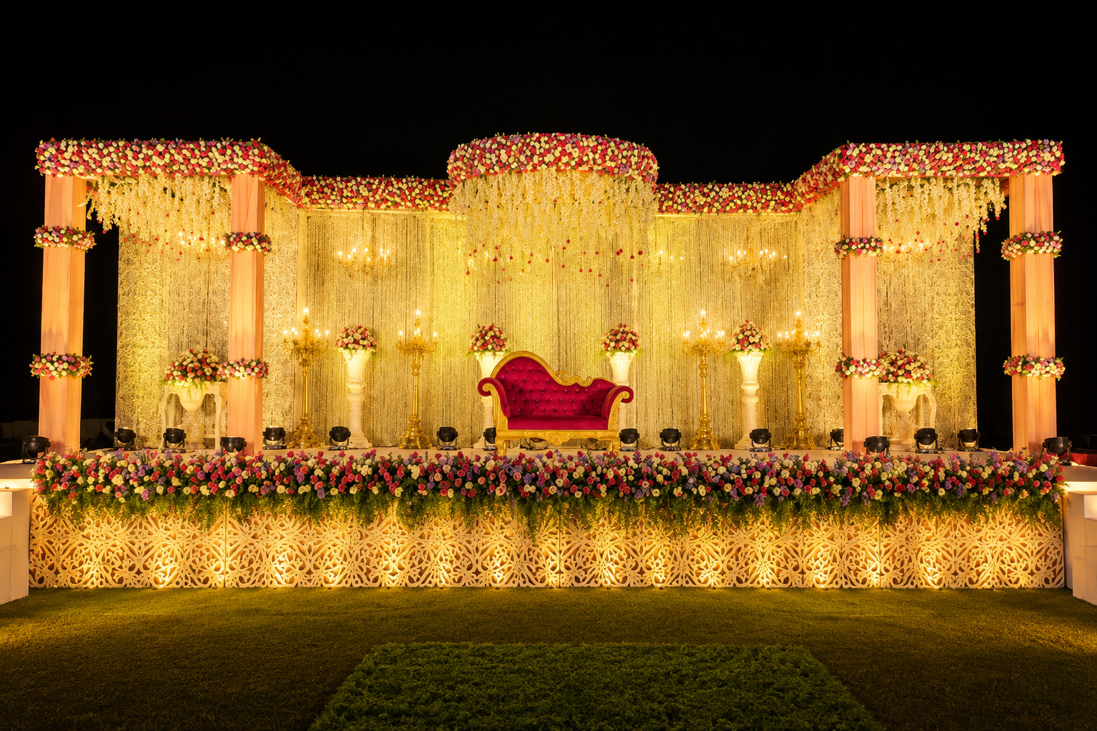 Opulent Golden Wedding Stage