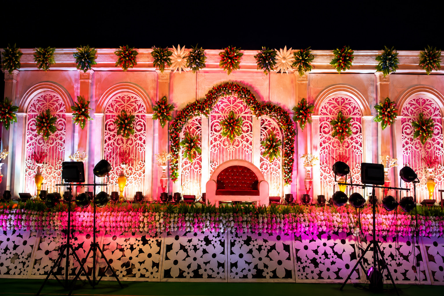 Ornate Pink and Gold Wedding Stage