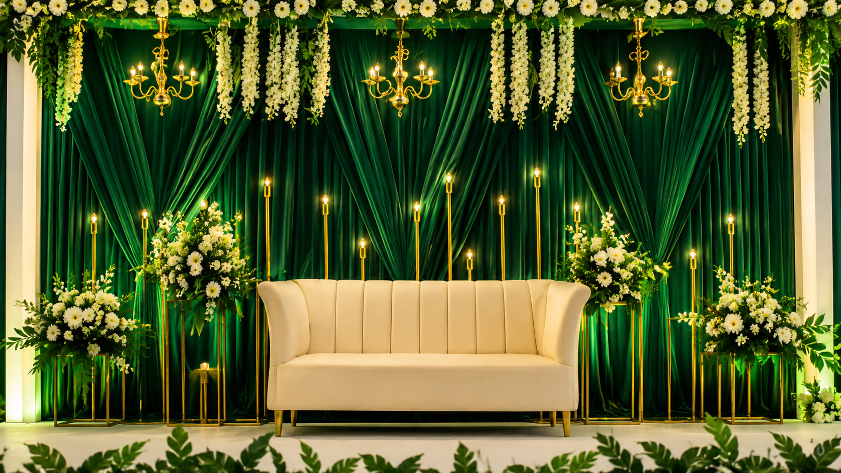 Emerald and Gold Wedding Backdrop