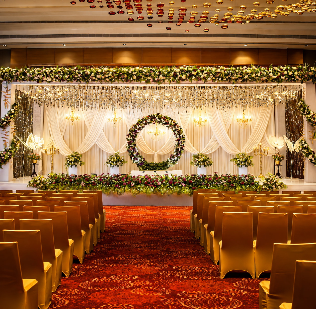 Opulent Golden Wedding Ceremony Hall